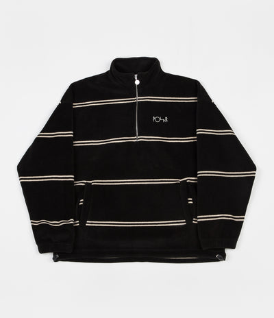 Polar Striped Fleece Pullover Jacket - Black