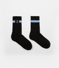 Polar Stroke Logo Socks - Black / Dusty Blue / White