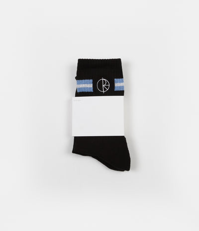 Polar Stroke Logo Socks - Black / Dusty Blue / White