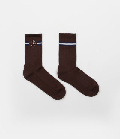 Polar Stroke Logo Socks - Brown / Navy / White