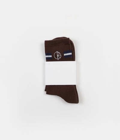 Polar Stroke Logo Socks - Brown / Navy / White