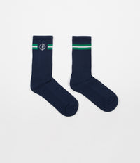 Polar Stroke Logo Socks - Navy / Green / White