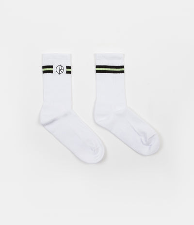 Polar Stroke Logo Socks - White / Black / Light Green