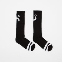 Polar Upside Down Happy Sad Socks - Black thumbnail