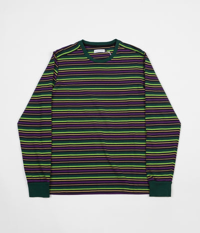 Pop Trading Company Alpine Stripe Logo Long Sleeve T-Shirt - Eggplant