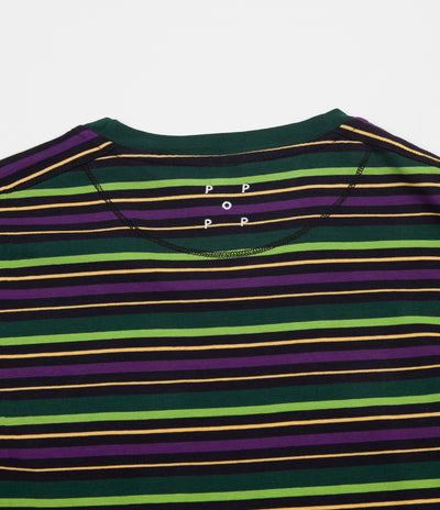 Pop Trading Company Alpine Stripe Logo Long Sleeve T-Shirt - Eggplant