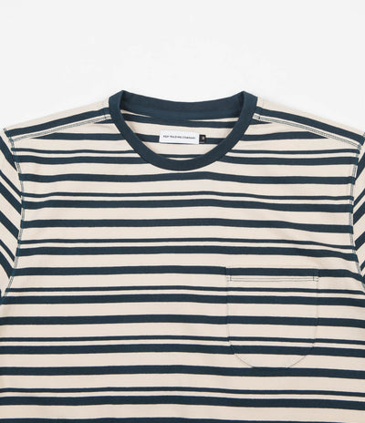 Pop Trading Company Blaine Pocket Stripe T-Shirt - Dark Teal / Off White