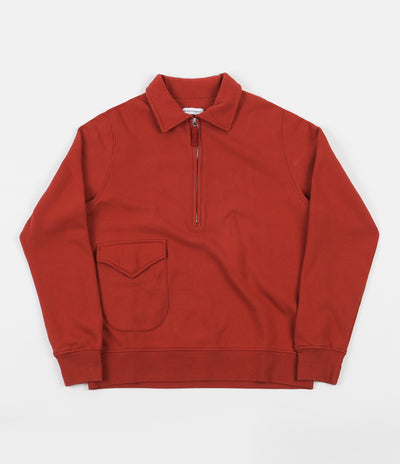 Pop Trading Company Heavyweight Sportswear Company Half Zip Sweatshirt - Pepper Red