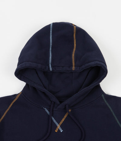 Pop Trading Company Logo Embroidered Hoodie - Navy / Multi