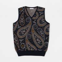 Pop Trading Company Paisley Spencer Vest - Navy / Brown thumbnail