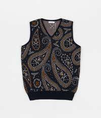 Pop Trading Company Paisley Spencer Vest - Navy / Brown