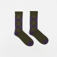 Pop Trading Company Pop Burly Socks - Hunting Green / Dark Purple thumbnail