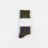 Pop Trading Company Pop Burly Socks - Hunting Green / Dark Purple thumbnail