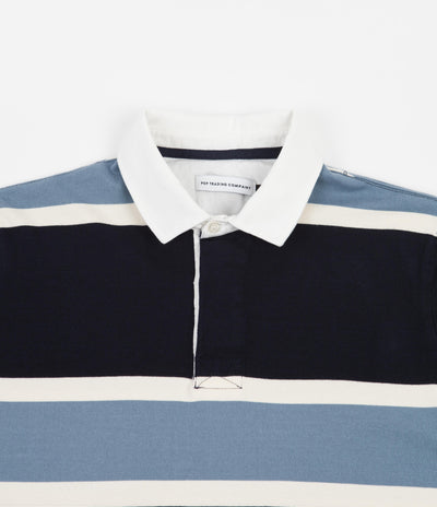 Pop Trading Company Rugby Polo Shirt - Navy / Blue / Off White