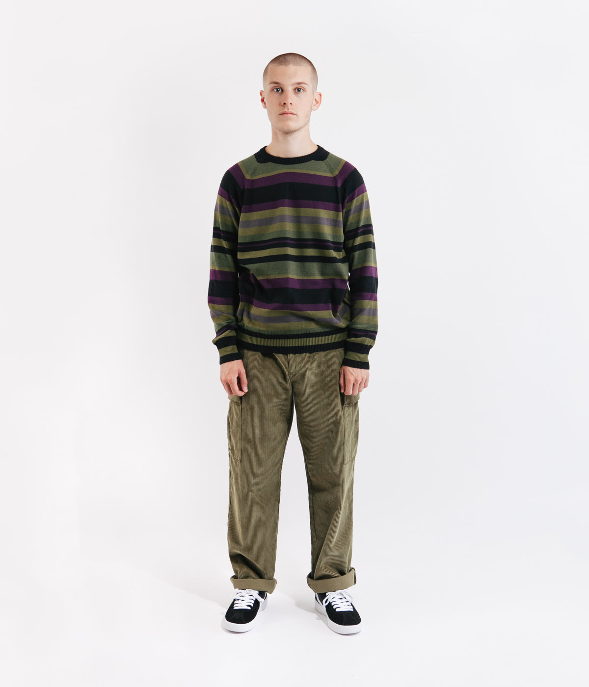 Pop Trading Company Striped Knitted Crewneck Sweatshirt