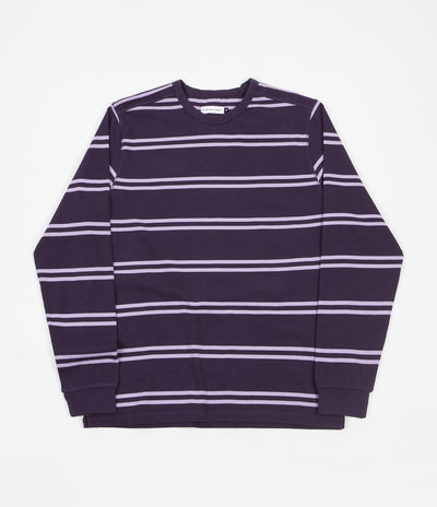 Pop Trading Company Striped Logo Long Sleeve T-Shirt - Dark Purple / Violet