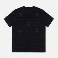 Pop Trading Company Striped Logo T-Shirt - Navy / Black thumbnail