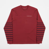 Pop Trading Company Striped Long Sleeve T-Shirt - Rio Red thumbnail