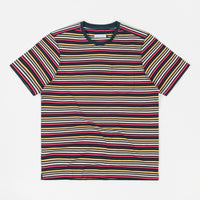 Pop Trading Company Striped Pocket T-Shirt - Navy / Multicolour thumbnail