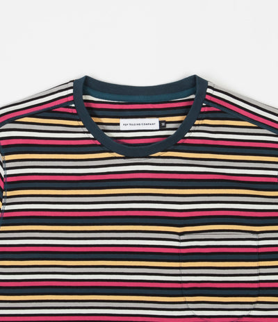 Pop Trading Company Striped Pocket T-Shirt - Navy / Multicolour