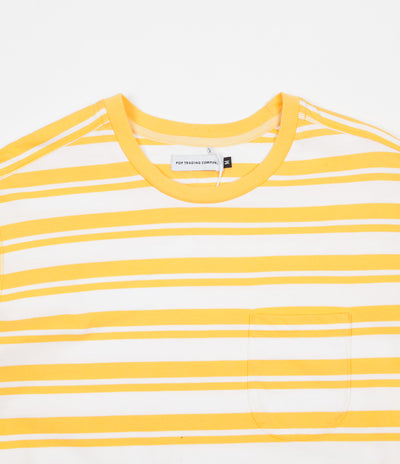 Pop Trading Company Striped Pocket T-Shirt - Yellow / White