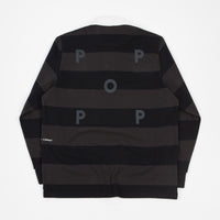 Pop Trading Company Striped Rugby Polo Shirt - Black / Anthracite thumbnail