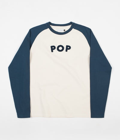 Pop Trading Company Uni Raglan Long Sleeve T-Shirt - Off White / Dark Teal