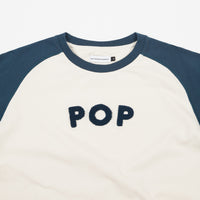 Pop Trading Company Uni Raglan Long Sleeve T-Shirt - Off White / Dark Teal thumbnail