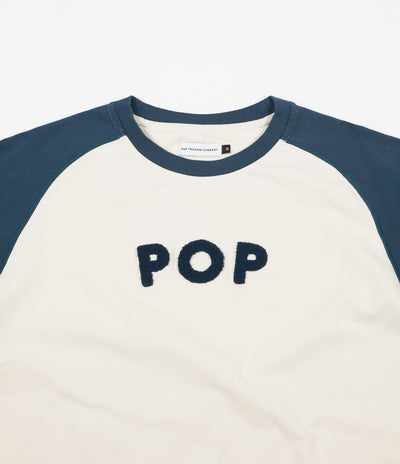 Pop Trading Company Uni Raglan Long Sleeve T-Shirt - Off White / Dark Teal