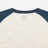 Pop Trading Company Uni Raglan Long Sleeve T-Shirt - Off White / Dark Teal thumbnail