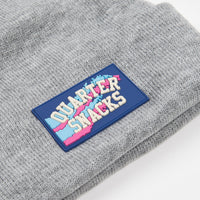 Quartersnacks Rubber Label Beanie - Heather Grey thumbnail