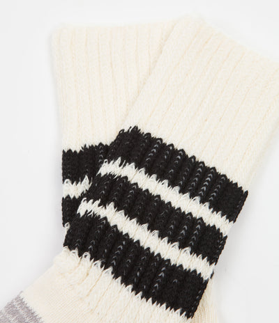 RoToTo Coarse Ribbed Crew Socks - White / Black