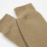 RoToTo Cotton Waffle Crew Socks - Khaki thumbnail