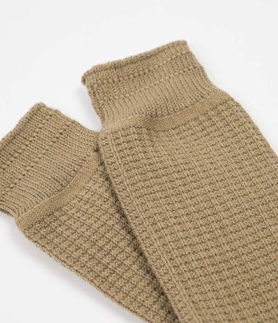 RoToTo Cotton Waffle Crew Socks - Khaki