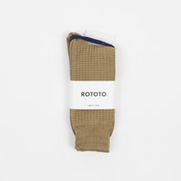 RoToTo Cotton Waffle Crew Socks - Khaki thumbnail