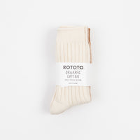 RoToTo Organic Ribbed Crew Socks (3 Pack) - Ecru / Brown thumbnail