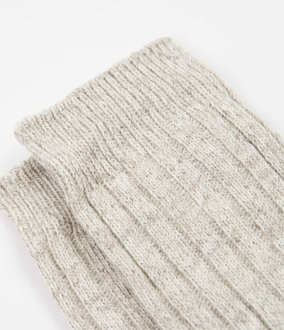 RoToTo Organic Ribbed Crew Socks (3 Pack) - Ecru / Grey