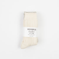 RoToTo Organic Ribbed Crew Socks (3 Pack) - Ecru / Grey thumbnail