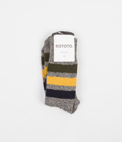 RoToTo Park Stripe Crew Socks - Dark Grey