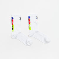 Salomon Pulse Race Flag Crew Socks - White / Fiery Red / Safety Yellow thumbnail