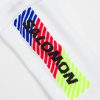 Salomon Pulse Race Flag Crew Socks - White / Fiery Red / Safety Yellow thumbnail