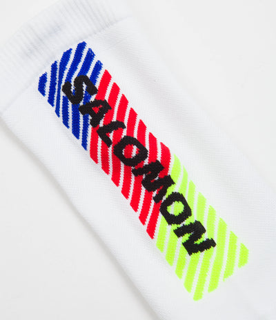 Salomon Pulse Race Flag Crew Socks - White / Fiery Red / Safety Yellow