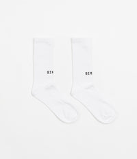 Simple Mono Logo Socks - White