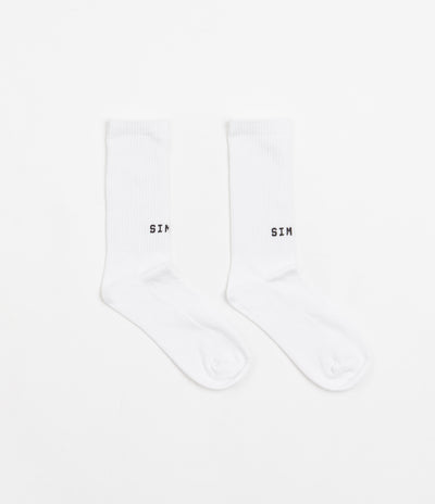 Simple Mono Logo Socks - White