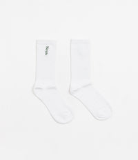 Simple Vertical Logo Socks - White