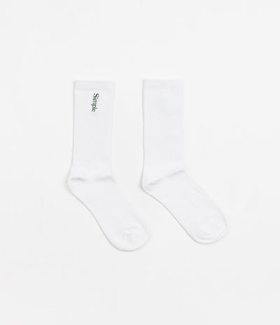 Simple Vertical Logo Socks - White