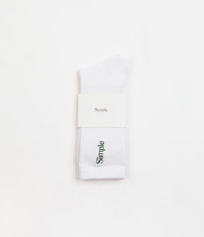 Simple Vertical Logo Socks - White