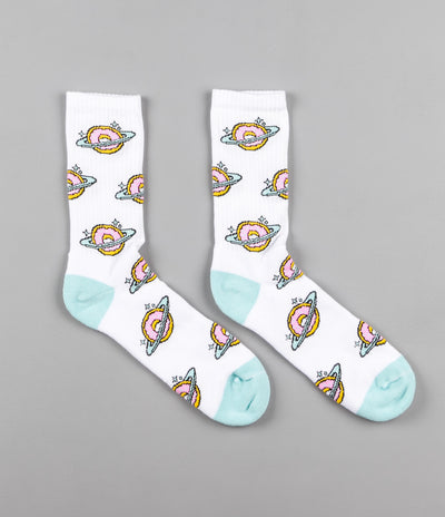 Skateboard Cafe Planet Donut Socks - White