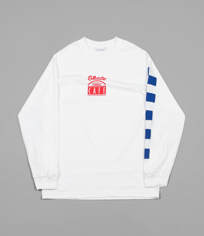 Skateboard Cafe Check Long Sleeve T-Shirt - White / Red / Blue