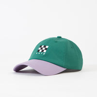 Skateboard Cafe Checkerboard Embroidered Cap - Dark Teal / Lavender thumbnail